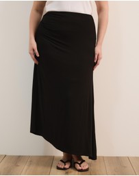 Atmos&Here Curvy - Tara Jersey Maxi Skirt with Gathers