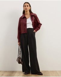 Atmos&Here - Annalise Leather Look Cropped Shacket