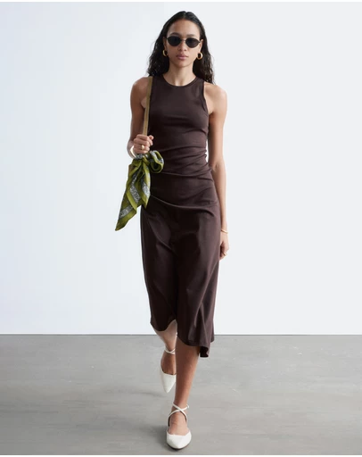& Other Stories - Ruche Asymmetric Midi Dress