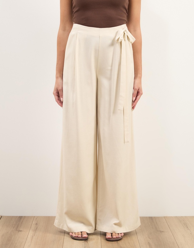 Atmos&Here - Liora Linen Blend Pants With Side Tie