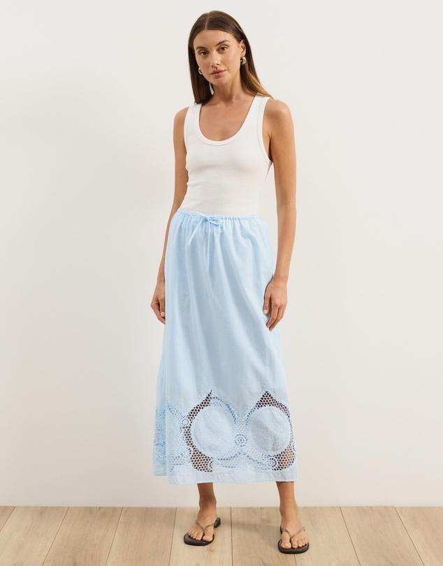 Atmos&Here - Cora Embroidered Midi Skirt