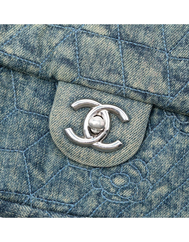 Pre-Loved by Azura Reborn - Pre-Loved Medium Embroidered Denim Camellia Flap