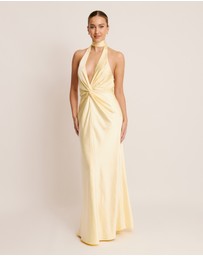 Six Stories - Plunge knot Detail Satin Bridesmaid Dress