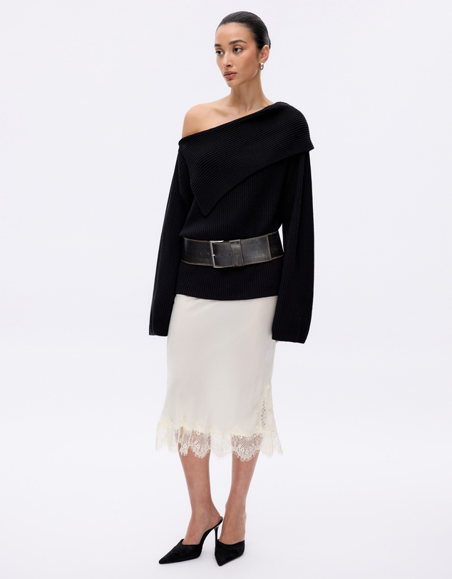 Minima Esenciales - Vireo Cotton Cashmere Blend Off Shoulder Knit Top