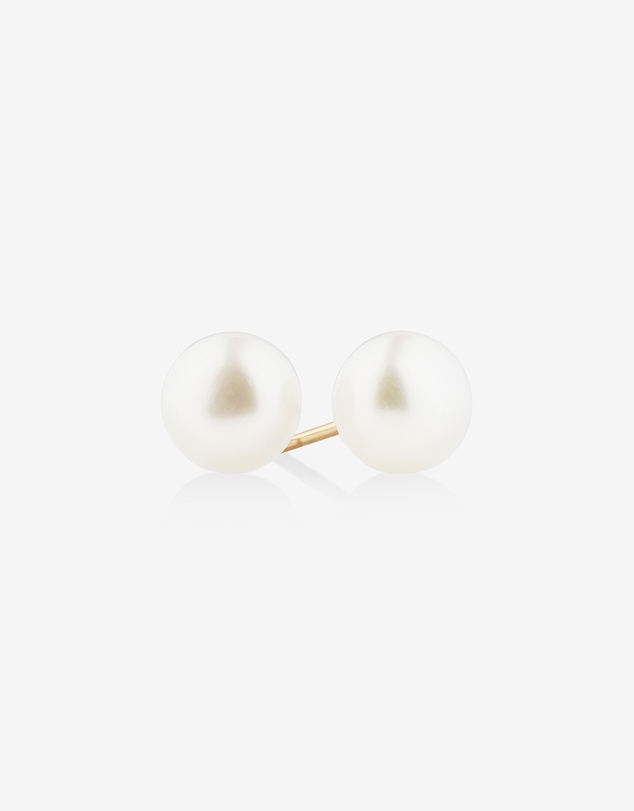 Michael Hill - Stud Earrings with 7mm Button Cultured Freshwater Pearl in 10kt Yellow Gold