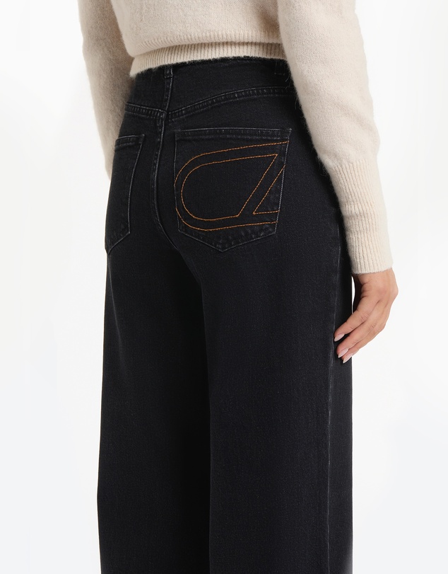 Carla Zampatti - Washed Black Denim Wide Leg Pant