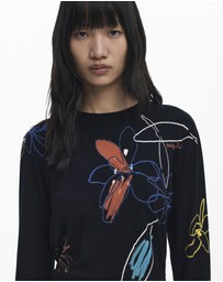 Desigual - Fine sweater with floral strokes