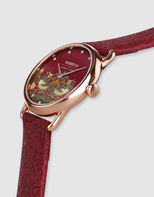 August Berg - Morris & Co 26mm Crimson Strawberry Thief Watch