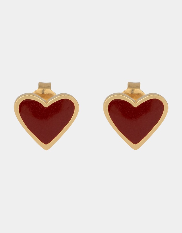 Elli Jewelry - Heart Stud Earrings in Gold-Plated 925 Silver