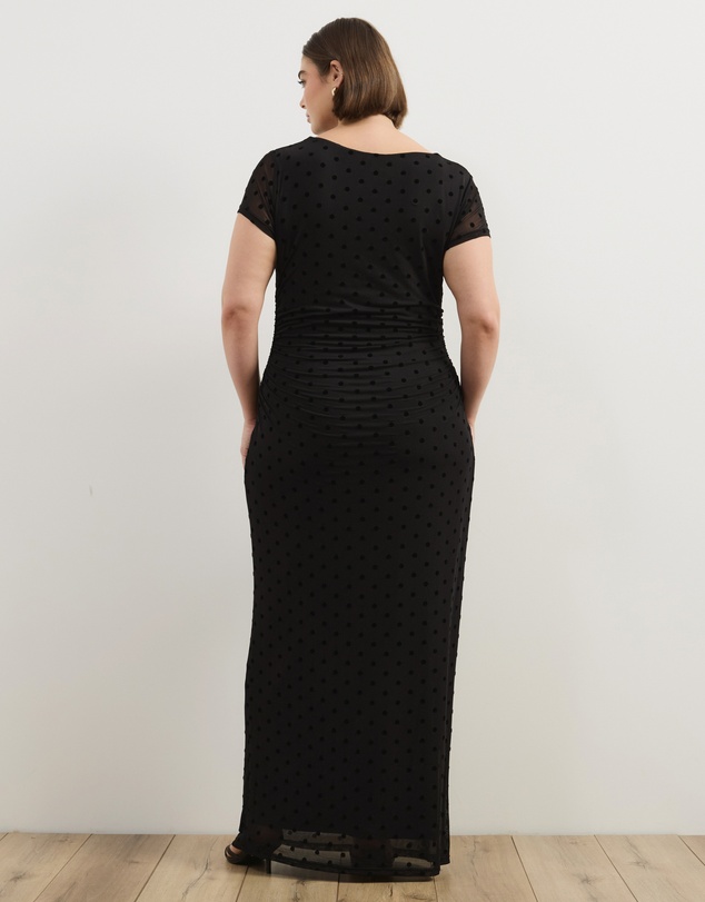 Atmos&Here Curvy - Sara Polkadot Mesh Midi Dress With Cap Sleeve