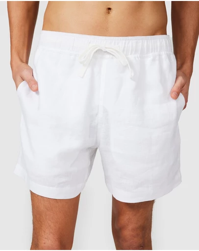Vacay Swimwear - White Linen Shorts