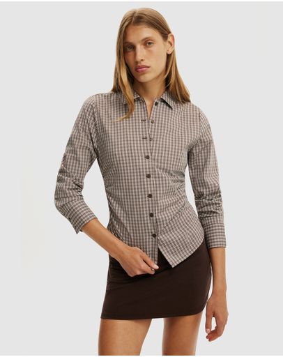 Hazel Micro Check Rich Mocha