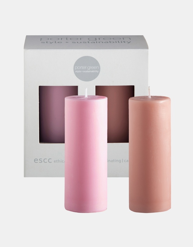 porter green - escc small pillar candle soy-blend unscented candles