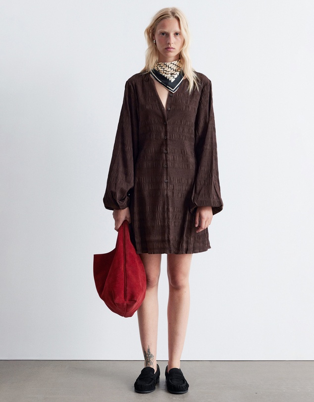 & Other Stories - Smocked Balloon-Sleeve Mini Dress