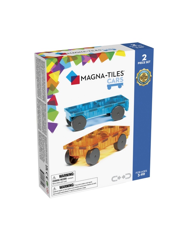 Magna-Tiles - MAGNA-TILES - Cars - 2 Piece Expansion Set - Blue & Orange