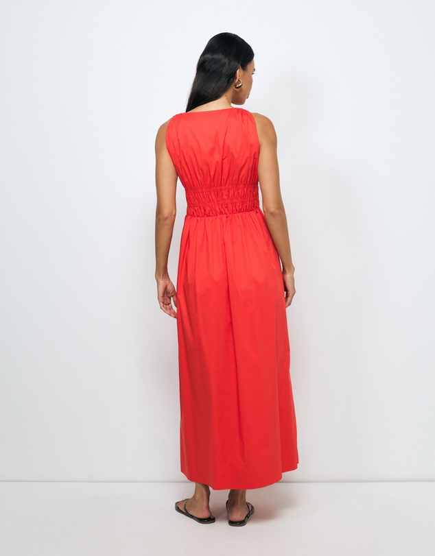 AERE - Indie Cotton Tie Front Midi Dress