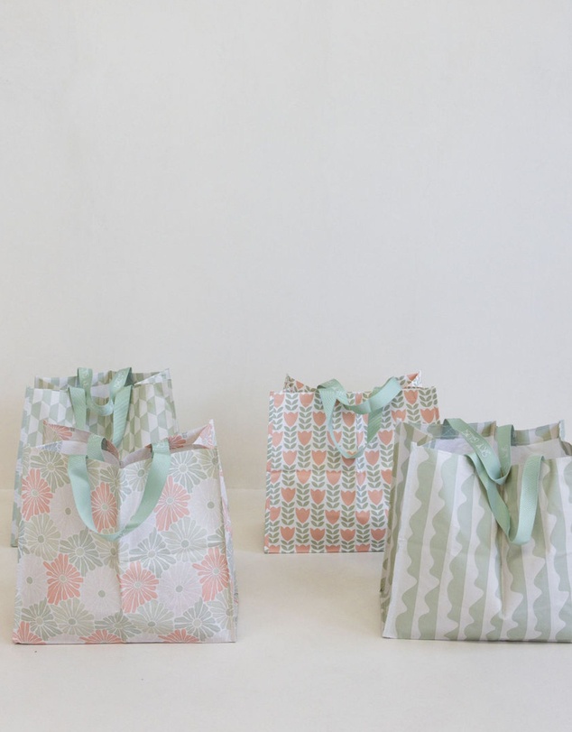 Sky Gazer - Multi-Use Reusable Bags (Pack of 4)- Green & Pink