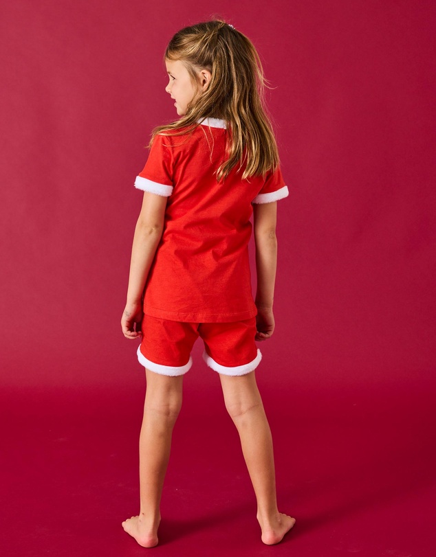 Kip&Co - Santa's Helper Organic Cotton Short Sleeve Tee and Shorts Pyjama Set - Babies-Teens