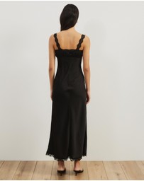 Atmos&Here - Rory Lace Trim Satin Slip Dress