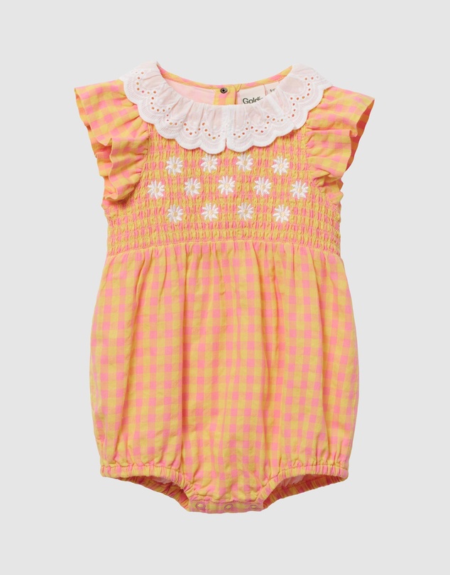 Goldie + Ace - Lightweight Cotton Lani Shirred Romper - ICONIC EXCLUSIVE - Babies