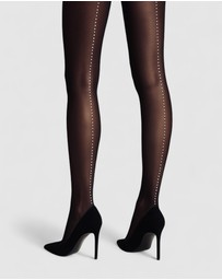 High Heel Jungle - Satellite Crystal Back Seam Opaque Tights