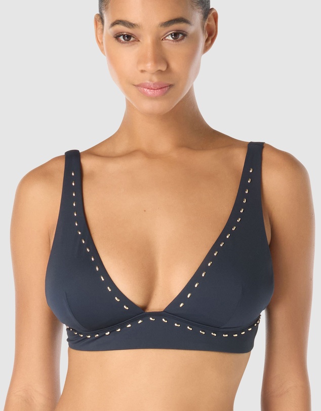Michael Kors - Gold Studded Tall Triangle Padded Bikini Top