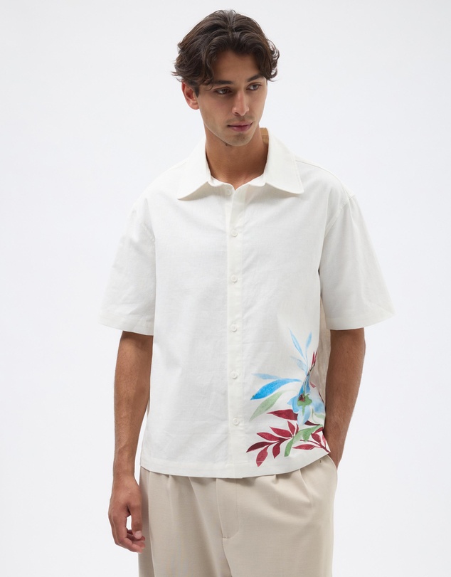 AERE - Printed Linen Blend Shirt