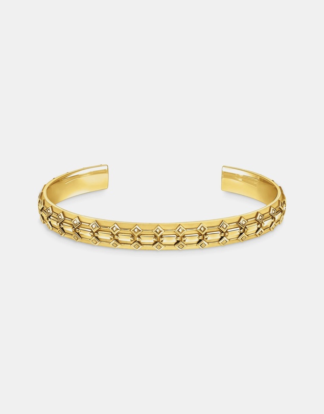 THOMAS SABO - Gold Wide Bangle with Crocodile Detailing