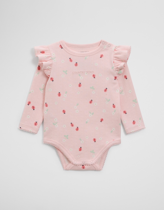 Country Road - Organically Grown Cotton Blend Pointelle Frill Bodysuit