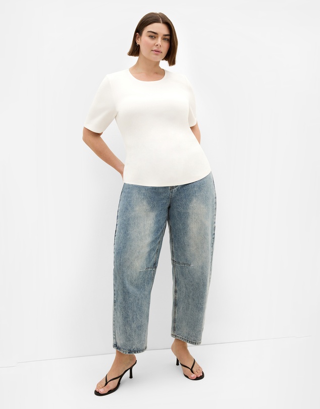 City Chic - Plus size Cinched Side Top - ivory