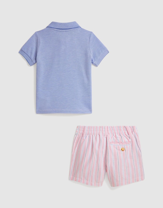 Polo Ralph Lauren - Oxford Mesh Polo Shirt & Striped Short - Kids