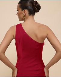 CHANCERY - Hallie Satin One Shoulder Drape Maxi Dress