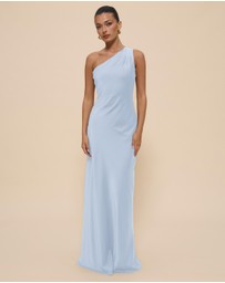 CHANCERY - Hallie Satin One Shoulder Drape Maxi Dress