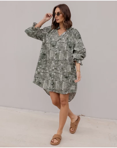 ALEXANDRA - Ollie Dress Emerald Textured Print