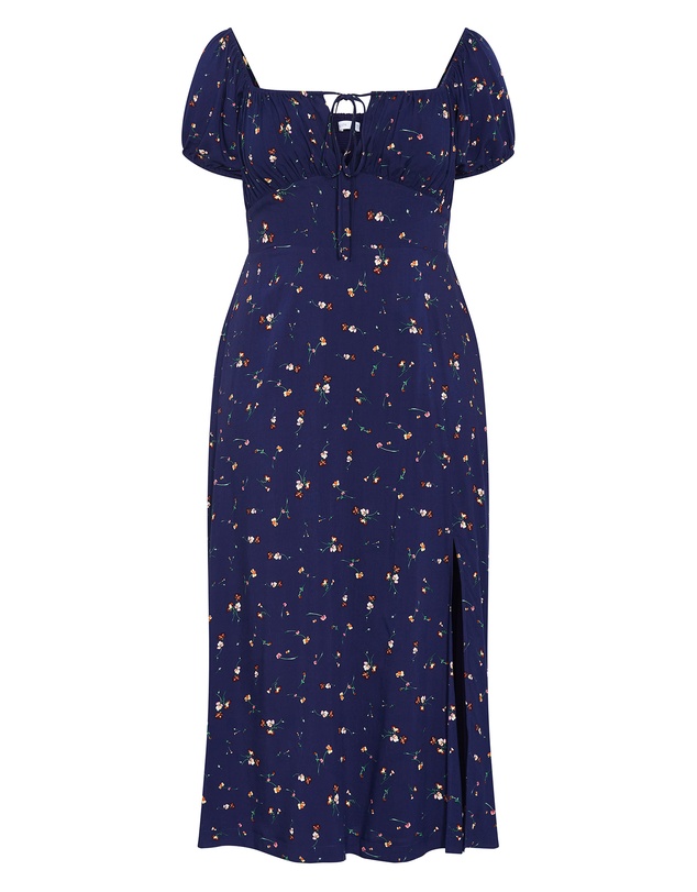 City Chic - Plus size Abbie Short Sleeve Ditsy Print Maxi Dress - navy