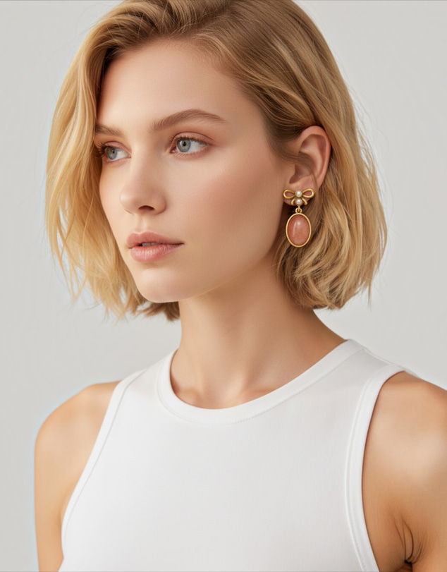 Mossée - Arielle Pearl Bow Earrings