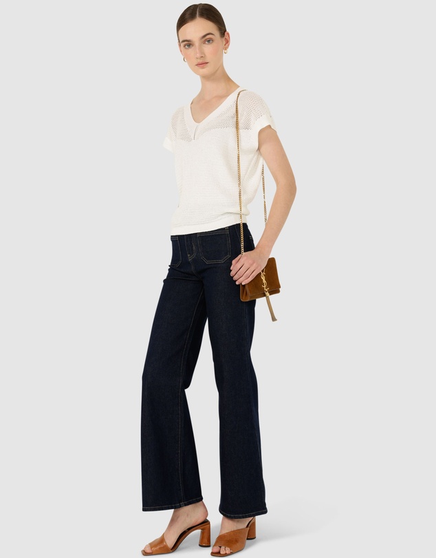 SACHA DRAKE - V Neck Mesh Knit Top