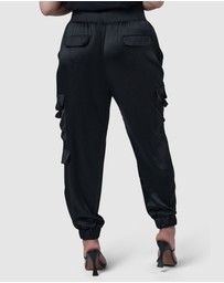 Sunday In The City - Jaded Satin Cargo Pants