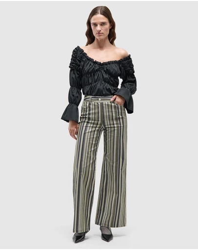 Laagam - Holly Corduroy Striped Pants
