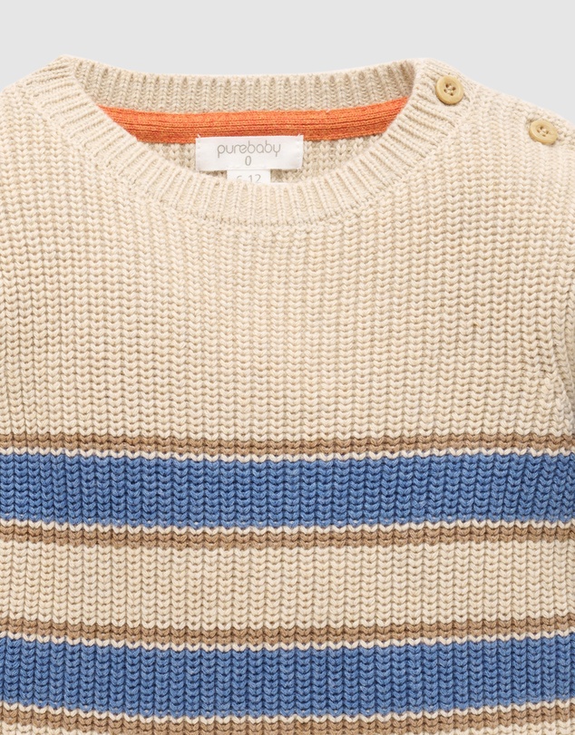 Purebaby - Chunky Rib Striped Jumper -Kids-Babies