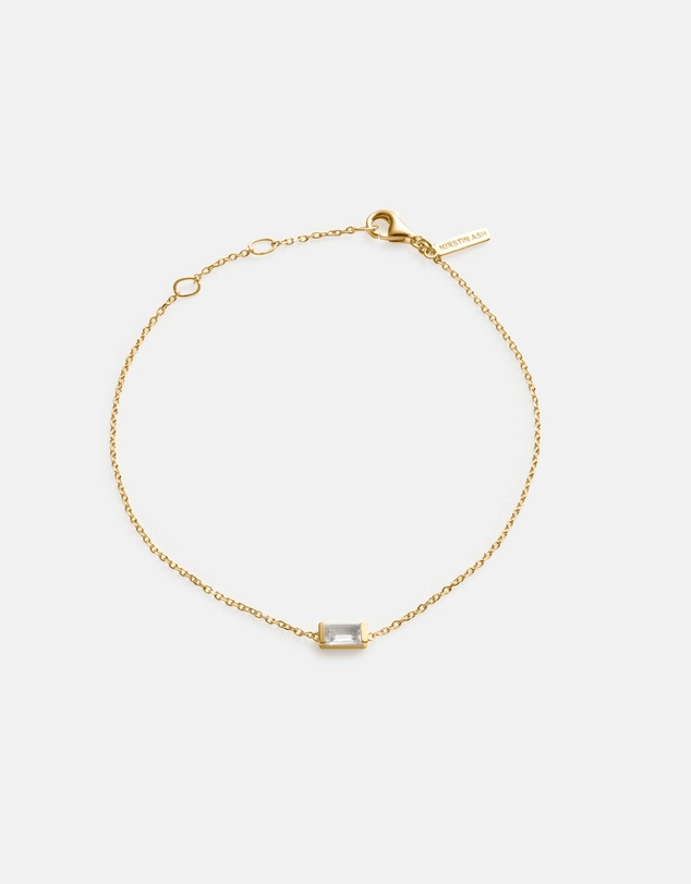 Kirstin Ash - Baguette Birthstone Bracelet April White Topaz