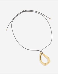 Lovisa - Waterproof Gold Plated Stainless Steel Large Open Pendant Cord Necklace