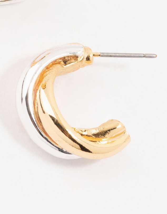 Lovisa - Mixed Metals Cross Hoop Stud Earrings