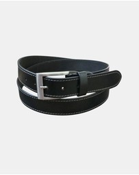 Jacaru - Jacaru 6014 Stitched Leather Belt Black 35mm