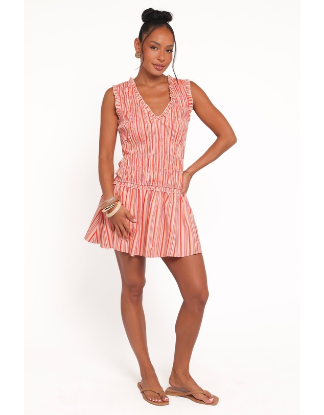 Petal & Pup - Leabrook Mini Dress - Peach Stripe
