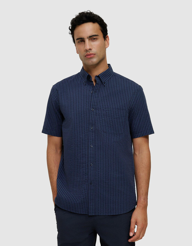 Trenery - Cotton Seersucker Short Sleeve Shirt