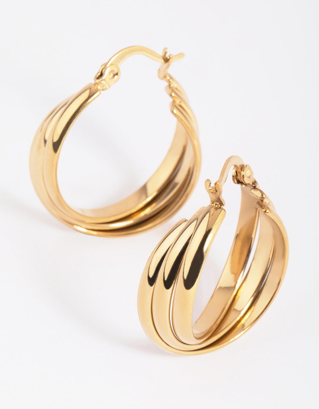 Lovisa - Waterproof Gold Plated Stainless Steel Hoop Earrings