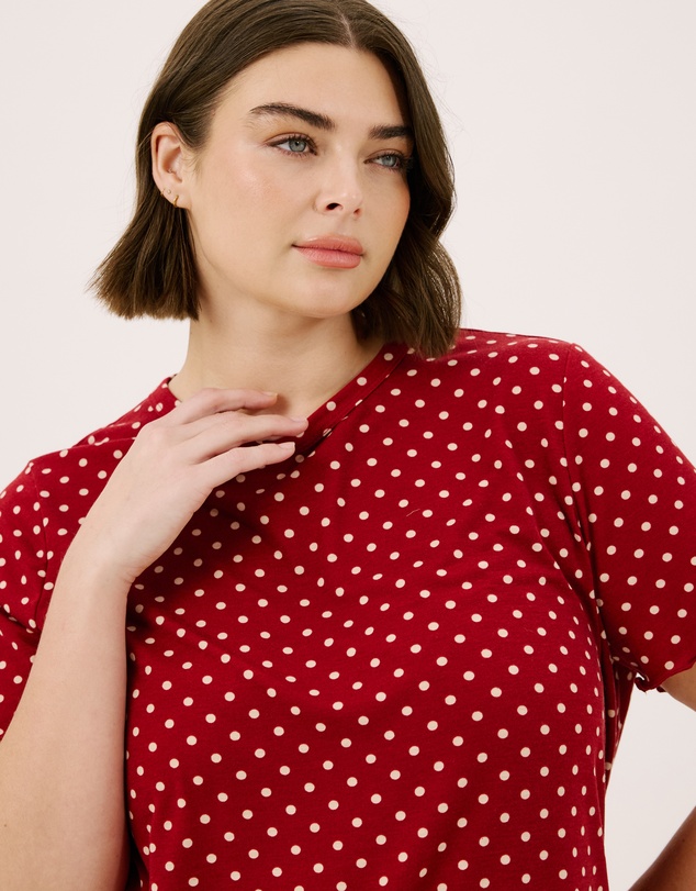 Atmos&Here Curvy - Polka Dot Short Sleeve T-Shirt Pyjama Set