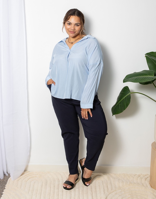 Love Your Wardrobe - Jada Wide Elastic Waist Stretch Bengaline Pants