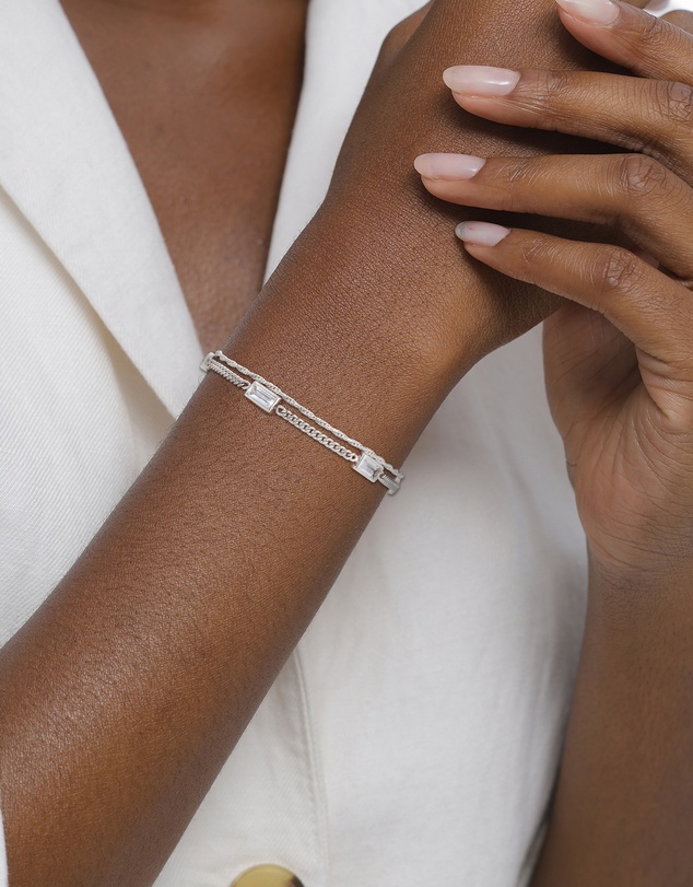 Elli Jewelry - Bracelet Set Topaz Rectangle 925 Sterling Silver